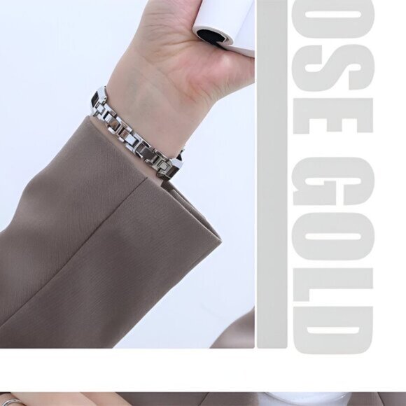 NEW Adjustable Square Stylish Strap Stainless Chain For Apple Watch - Silver - Picture 5 of 8